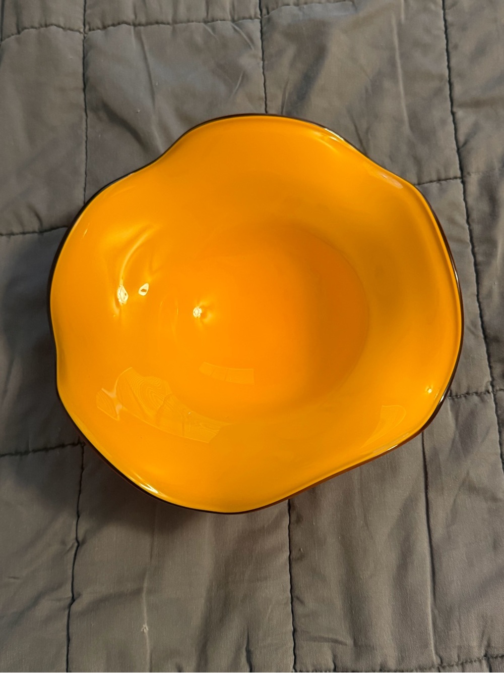 Scalloped Orange Ceramic Serving Bowl - Vibrant Table Accent